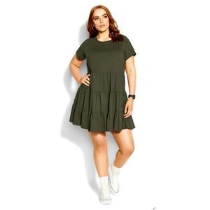 City Chic CCX Sweet Tier Cotton T Shirt Dress 20